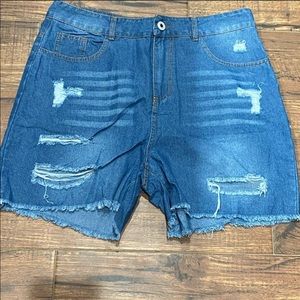 NWOT Destroyed Denim Shorts